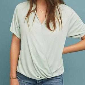 Anthropologie Mint Green Amy Surplice Blouse - XS